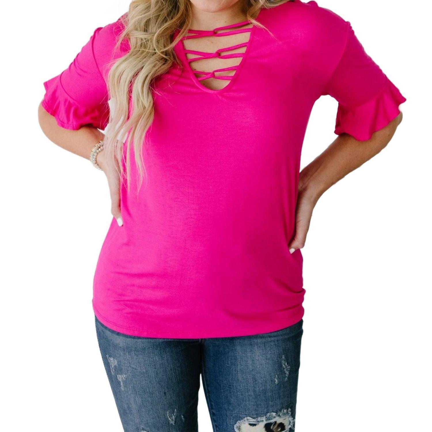 New 143 Story Crossing Wires Top In Fuchsia